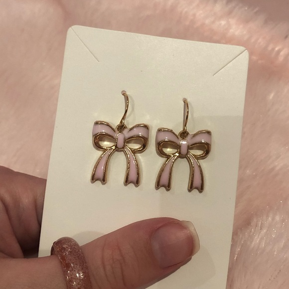 Pink bow tie earrings (Brand new) - Picture 2 of 2